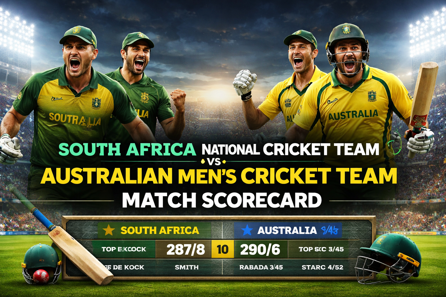 South Africa National Cricket Team vs Australian Men’s Cricket Team Match Scorecard
